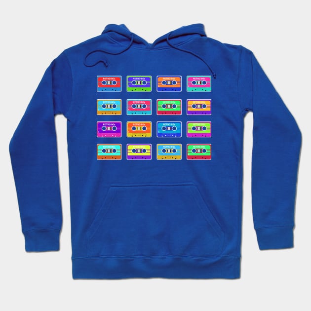 Retro 80s Cassette Tapes Hoodie by Scar